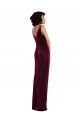 V-Neck Long Stretch Velvet Burgundy Sleeveless Semi Formal Evening Dress / Prom Dress / Bridesmaid Dress Darwin