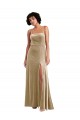 Square Neck Long Stretch Velvet Champagne Sleeveless Formal Evening Gown / Prom Dress / Bridesmaid Dress Darwin