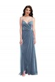 Sweetheart Long Stretch Velvet Dusty Blue Sleeveless Semi Formal Evening Dress / Prom Dress / Bridesmaid Dress Darwin