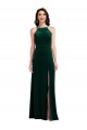 High Neck Long Stretch Velvet Dark Green Sleeveless Semi Formal Evening Dress / Prom Dress / Bridesmaid Dress Darwin