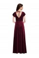 V-Neck Long Stretch Velvet Burgundy Flutter Sleeves Semi Formal Evening Dress / Prom Dress / Bridesmaid Dress Darwin