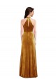 High Neck Long Stretch Velvet Gold Sleeveless Semi Formal Evening Dress / Prom Dress / Bridesmaid Dress Darwin