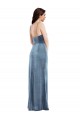Sweetheart Long Stretch Velvet Dusty Blue Sleeveless Formal Evening Gown / Prom Dress / Bridesmaid Dress Darwin