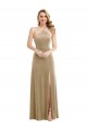 High Neck Long Stretch Velvet Champagne Sleeveless Semi Formal Evening Dress / Prom Dress / Bridesmaid Dress Darwin