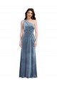 Off the Shoulder Long Stretch Velvet Dusty Blue Sleeveless Bridesmaid Dress / Evening Dress Darwin