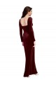 Square Neck Long Stretch Velvet Burgundy Long Sleeves Prom Dress / Bridesmaid Dress Darwin