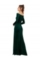 Off the Shoulder Long Stretch Velvet Dark Green Long Sleeves Formal Evening Gown / Prom Dress / Bridesmaid Dress Darwin