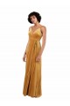 V-Neck Long Stretch Velvet Gold Sleeveless Black Tie Evening Gown / Prom Dress / Bridesmaid Dress Darwin