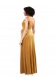 V-Neck Long Stretch Velvet Gold Sleeveless Black Tie Evening Gown / Prom Dress / Bridesmaid Dress Darwin