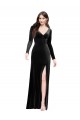 V-Neck Long Stretch Velvet Black Long Sleeves Formal Evening Gown / Prom Dress / Bridesmaid Dress Darwin