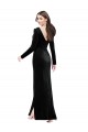 V-Neck Long Stretch Velvet Black Long Sleeves Formal Evening Gown / Prom Dress / Bridesmaid Dress Darwin