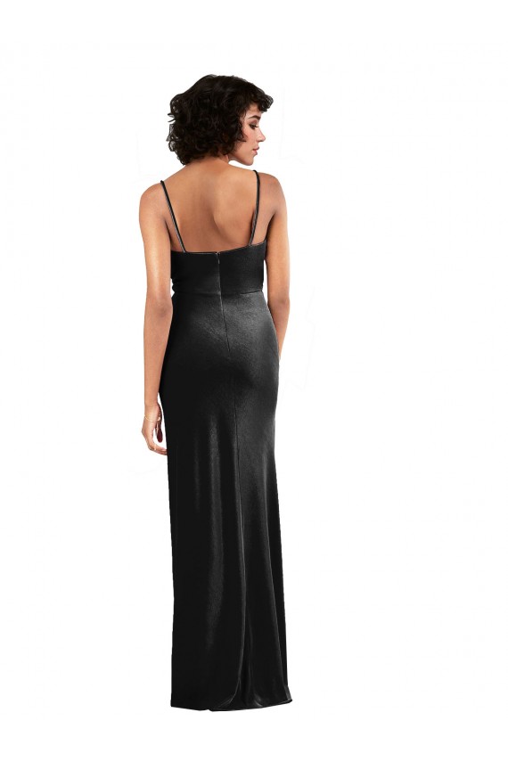 Cowl Neck Long Stretch Velvet Black Sleeveless Black Tie Evening Gown / Prom Dress / Bridesmaid Dress Darwin