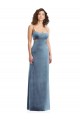 Square Neck Long Stretch Velvet Dusty Blue Sleeveless Formal Evening Gown / Prom Dress / Bridesmaid Dress Darwin