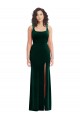 Square Neck Long Stretch Velvet Dark Green Sleeveless Semi Formal Evening Dress / Prom Dress / Bridesmaid Dress Darwin