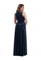 V-Neck Long Stretch Velvet Dark Navy Sleeveless Formal Plus Size Evening Gown / Prom Dress / Bridesmaid Dress Darwin