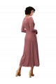V-Neck Midi Length Stretch Velvet Cinnamon Rose Long Sleeves Black Tie Prom Dress / Bridesmaid Dress Darwin