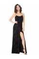 Cowl Neck Long Floral Velvet & Stretch Velvet Black Sleeveless Bridesmaid Dress Darwin