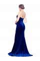 Strapless Sweep Train Stretch Velvet Royal Blue Sleeveless Formal Evening Gown / Prom Dress / Bridesmaid Dress Darwin