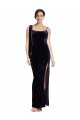 Square Neck Long Stretch Velvet Dark Navy Sleeveless Formal Evening Gown / Prom Dress / Bridesmaid Dress Darwin