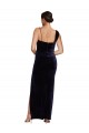 Square Neck Long Stretch Velvet Dark Navy Sleeveless Formal Evening Gown / Prom Dress / Bridesmaid Dress Darwin
