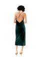 Cowl Neck Midi Length Stretch Velvet Dark Green Sleeveless Formal Dress / Bridesmaid Dress Darwin