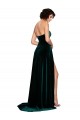 Sweetheart Sweep Train Stretch Velvet Dark Green Sleeveless Semi Formal Evening Dress / Prom Dress / Bridesmaid Dress Darwin